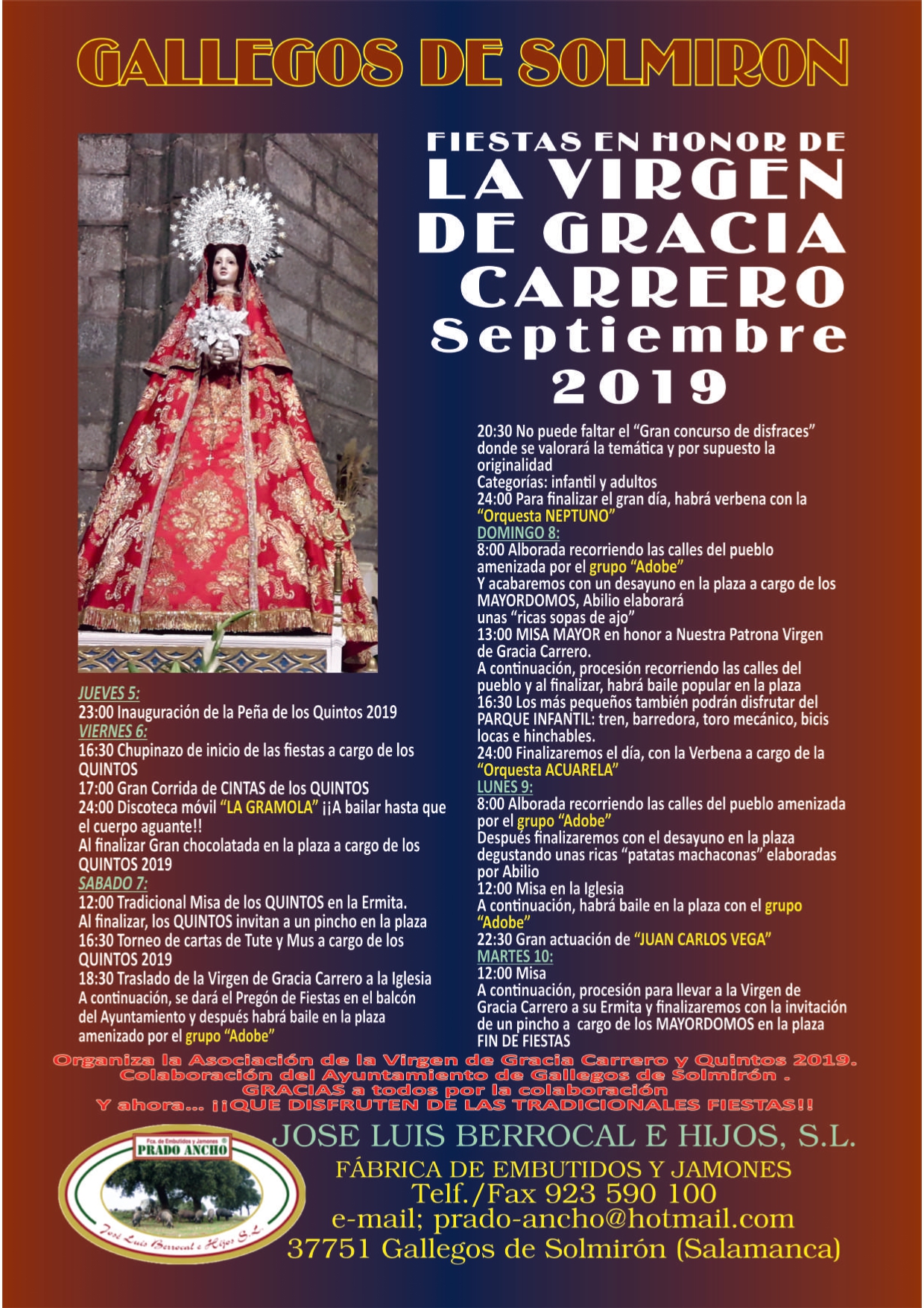 Fiestas en honor a Nuestra Señora de Gracia Carrero 2019 Gallegos de Solmirón